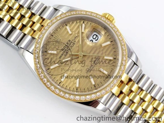0223 Minimalist DateJust 36 SS 126283rbr VSF 1:1 Best Edition 904L Steel YG Textured Dial on Jubilee Bracelet VS 1378